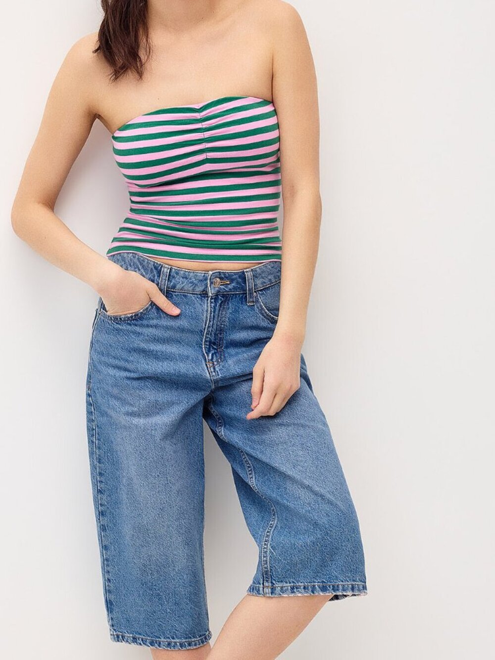 NWT Striped tube top Assorted Pink & Green - Picture 2 of 3